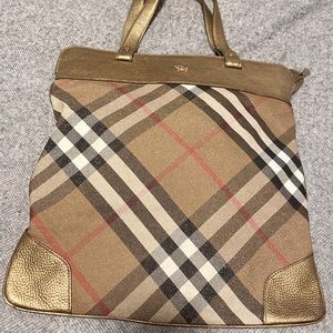 Pre-owned Burberry Shimmer Check Tote Bag